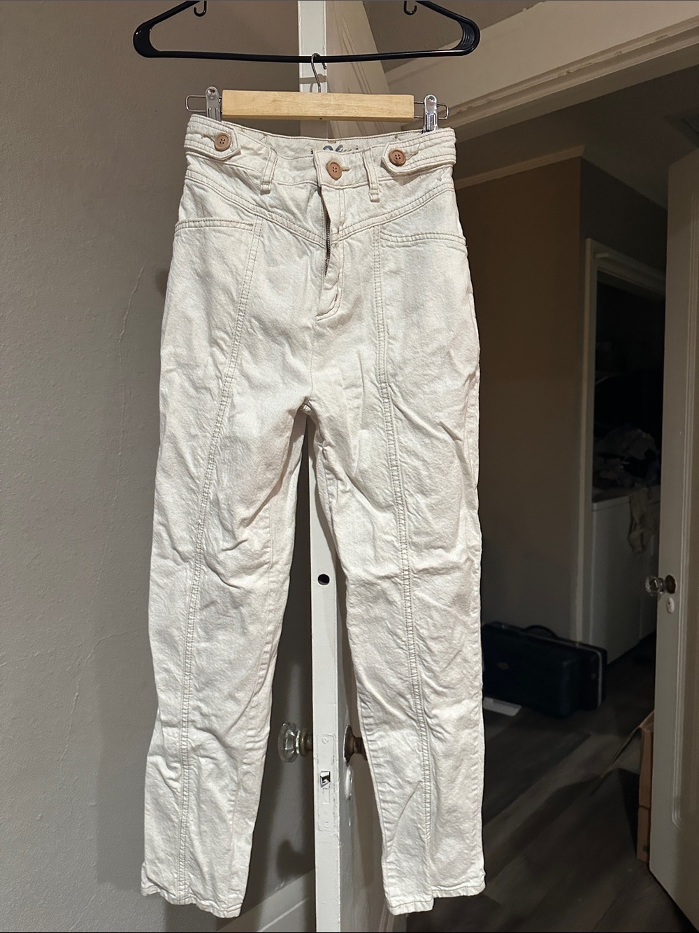Free People High-Rise Cream/Off-White Jeans